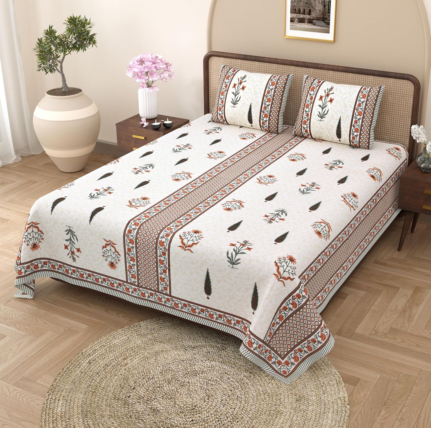 EasyGoods® 100 Pure Cotton Rajasthani Jaipuri Sanganeri Print Double