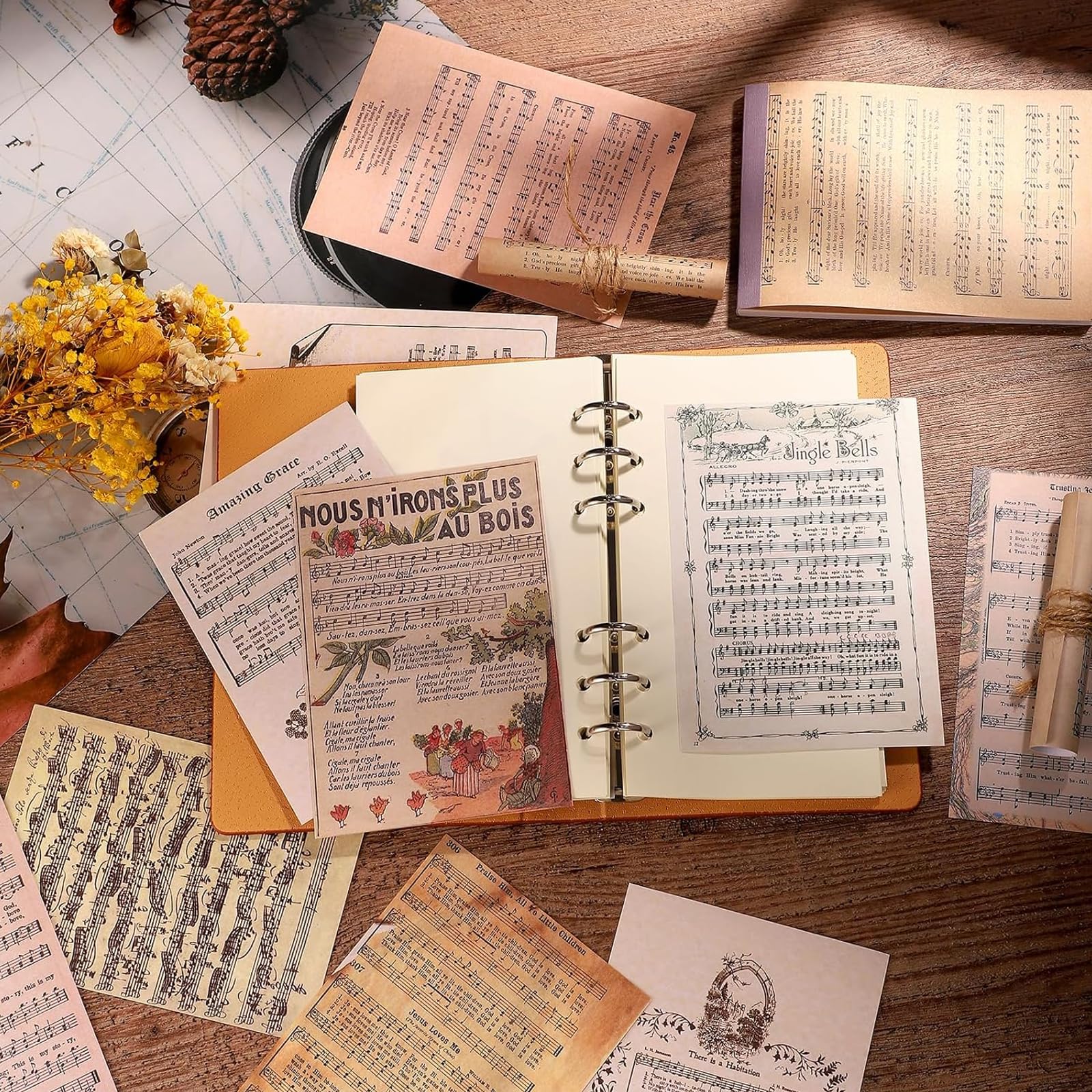KQDRAVINE 120 vellen scrapbooking-papier, 4 stijlen, scrapbooking materiaal, vintage kraftpapier, doe-het-zelf, voor kranten en notitieboeken
