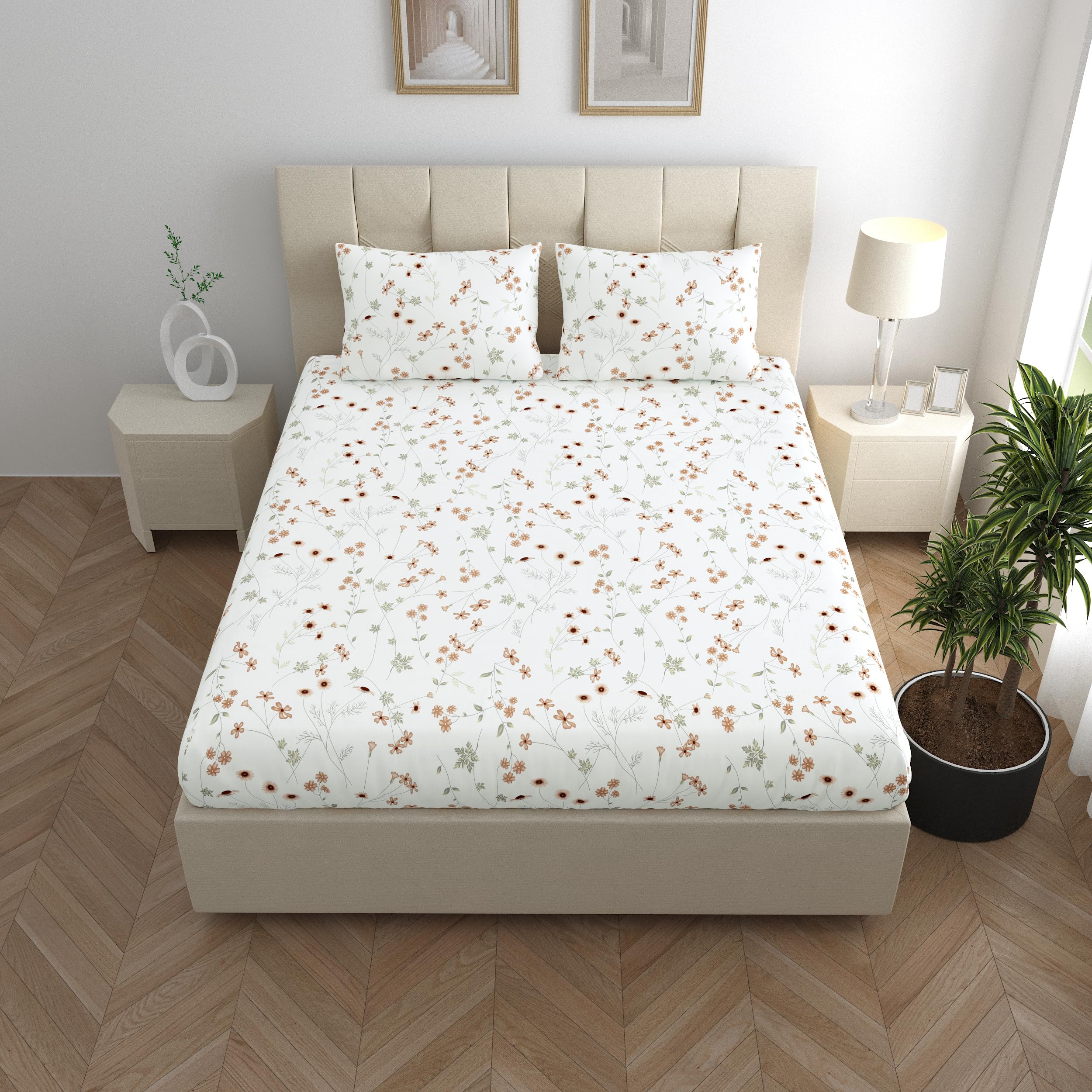 LINENWALAS 100% Cotton Percale Double Size Fitted Sheet Only - Image 3