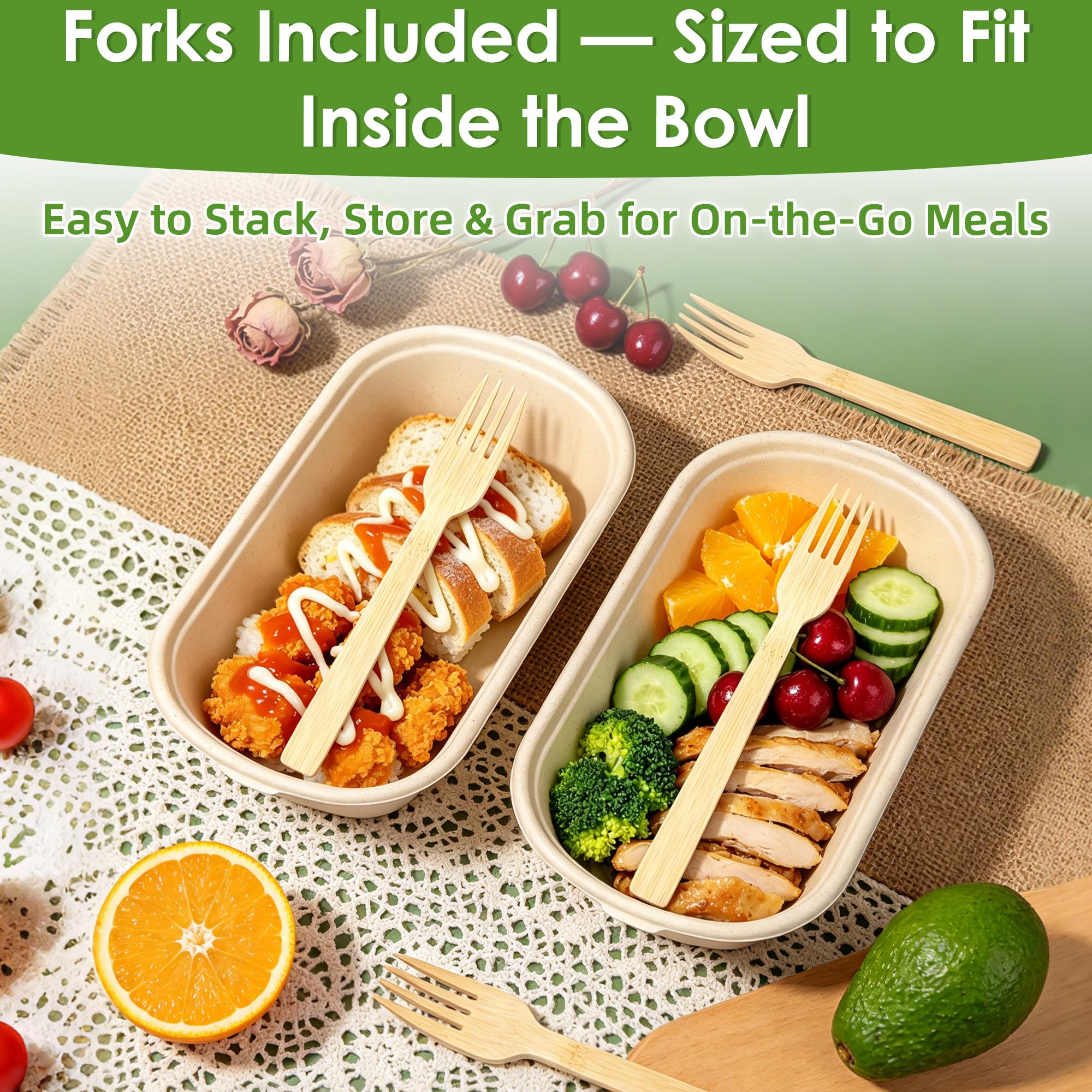 35oz Sugarcane Pulp Meal Prep Containers Gallery Image