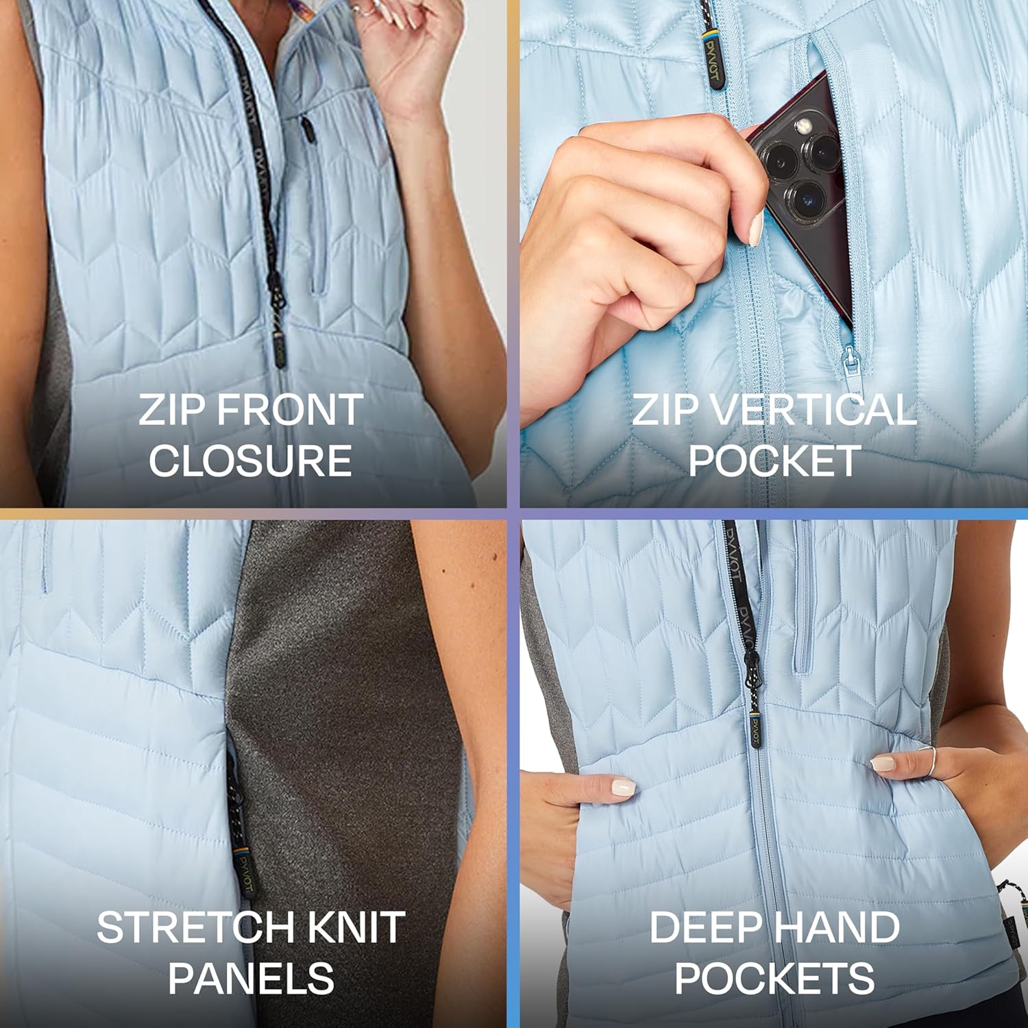 PYVOT Women’s Spark Weighted Quilted Vest, Weighted Blanket Inspired Clothing for Sensory Issues