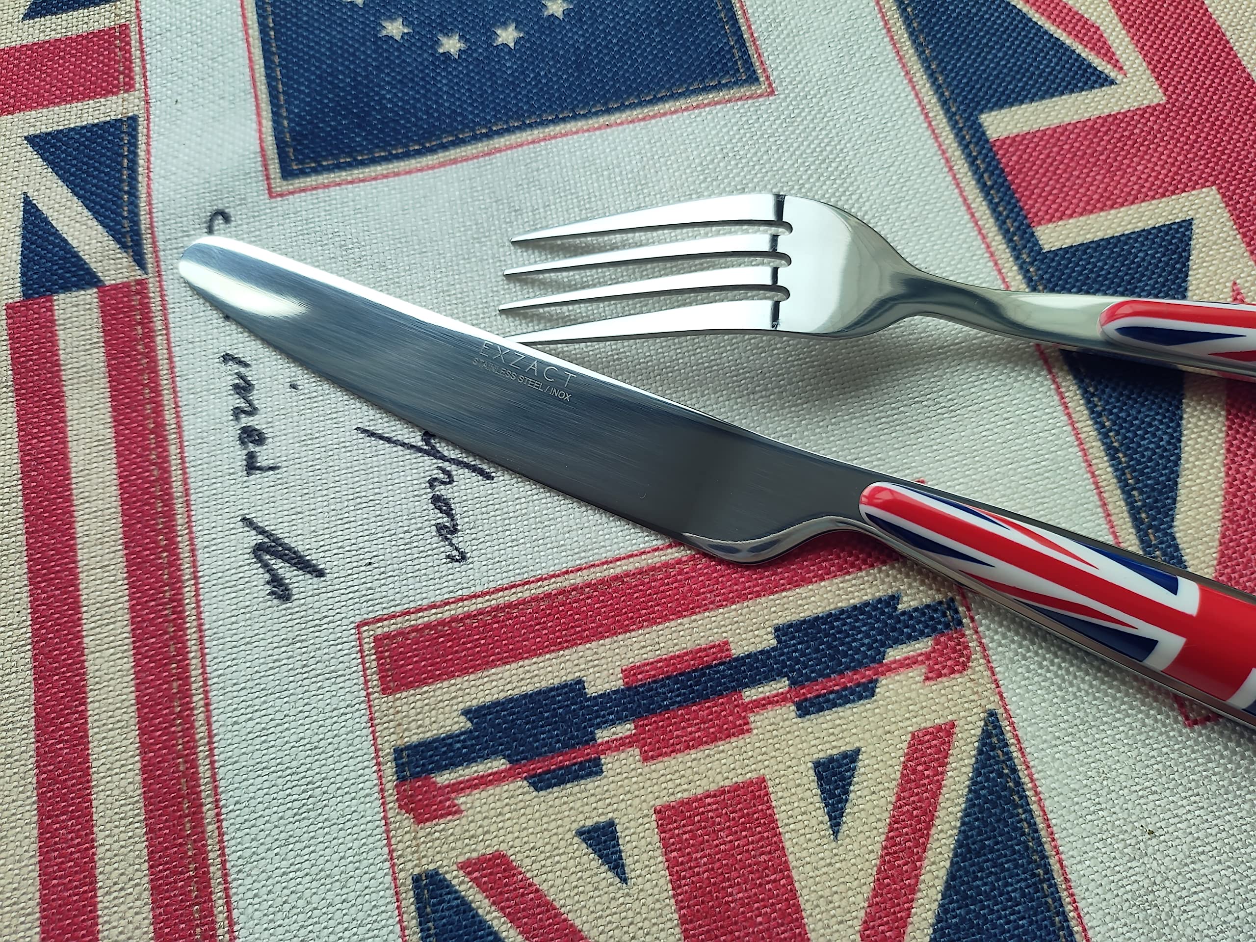 EXZACT 24 pièces Union Jack Couverts acier inoxydable couverts set pour 6