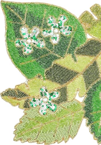 Miniatura 6 de Camino de mesa con cuentas de hojas verdes de 36 pulgadas de largo, hermoso y elegante camino decorativo brillante perfecto para decoración de mesa