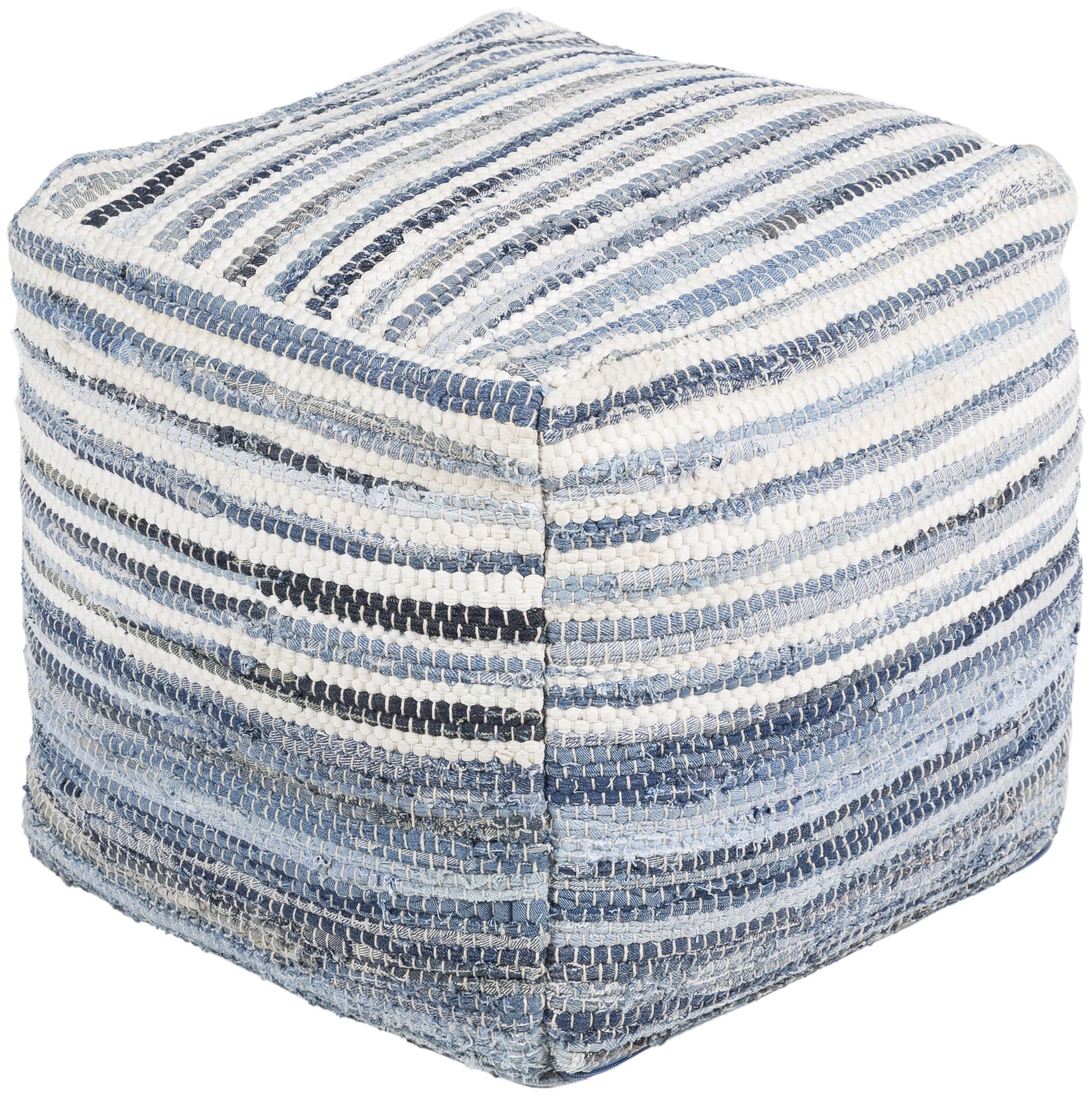 Mark&Day Pouf Ottoman, Korneuburg Natural Fiber Navy Cube Pouf Foot Rest for Living Room, Bedroom and Boho Home Decor (16