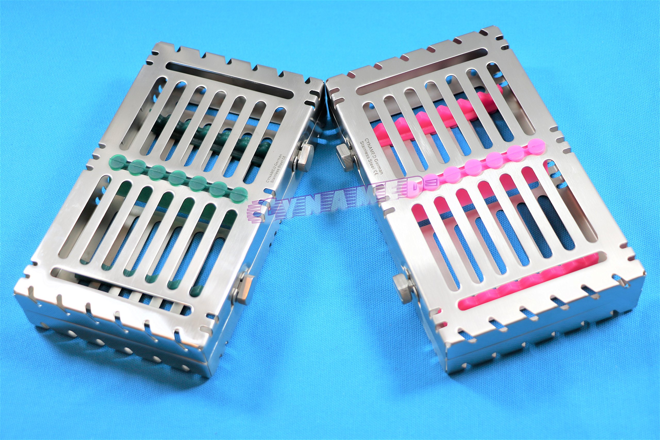 Lot of 2 German Detachable Sterilizing Cassette Trays Holds 7 Instruments Cynamed