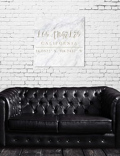 Miniatura 5 de The Oliver Gal Artist Co. Lienzo decorativo para pared con diseño de Cities and Skylines 'Los Angeles Coordinates' para decoración del hogar, 30 x