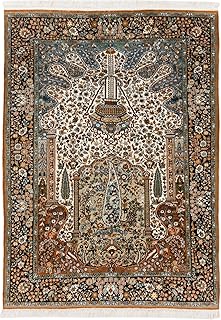 Kaschmir 148x208 Handgeknüpft Orientteppich Teppich Wolle mit Seide Indien