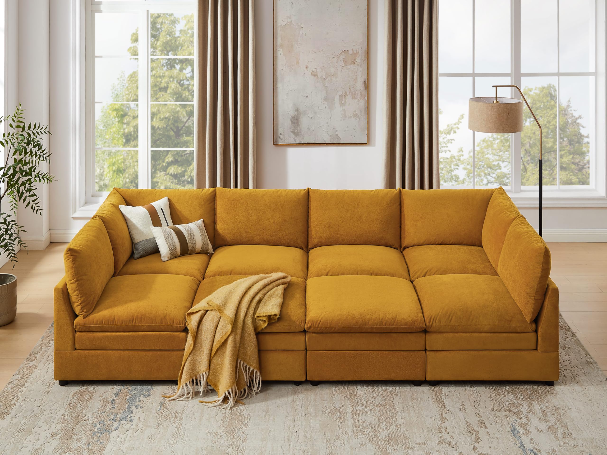 VANOMi 127 Cloud Modular Sectional Sofa Couches for Living Room Oversized Modern Sleeper Sofa with Deep Seat Double-Layer