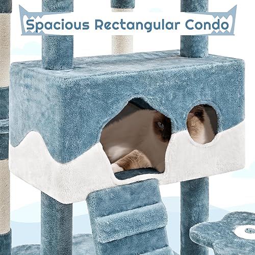 Miniatura 5 de Yaheetech Árbol para gatos, torre de árbol para gatos con temática oceánica de 72.5 pulgadas, árbol grande de varios niveles para gatos de interior