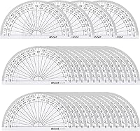 eBoot 28 Pack Clear 180° Plastic Protractors 10cm - Precise Angle Measurement for Students, Teachers & Drafting