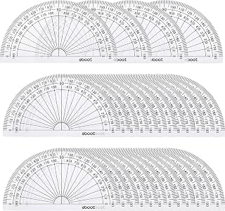 eBoot 28 Pack Clear 180° Plastic Protractors 10cm - Precise Angle Measurement for Students, Teachers & Drafting