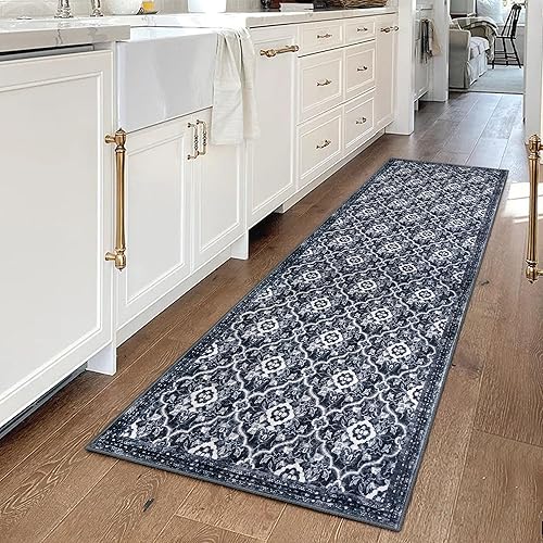 Miniatura 9 de KILOCOCO Alfombra marroquí pequeña de 2 x 3 pies, alfombra de entrada, alfombra floral vintage, lavable, antideslizante, tapete oriental para puerta