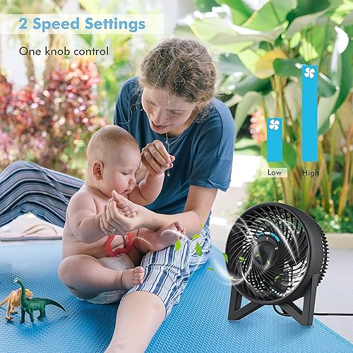 Miniatura 3 de DR.PREPARE Ventilador de escritorio, potente ventilador de mesa de 8 pulgadas, pequeño ventilador de noche silencioso con 2 velocidades, ventilador