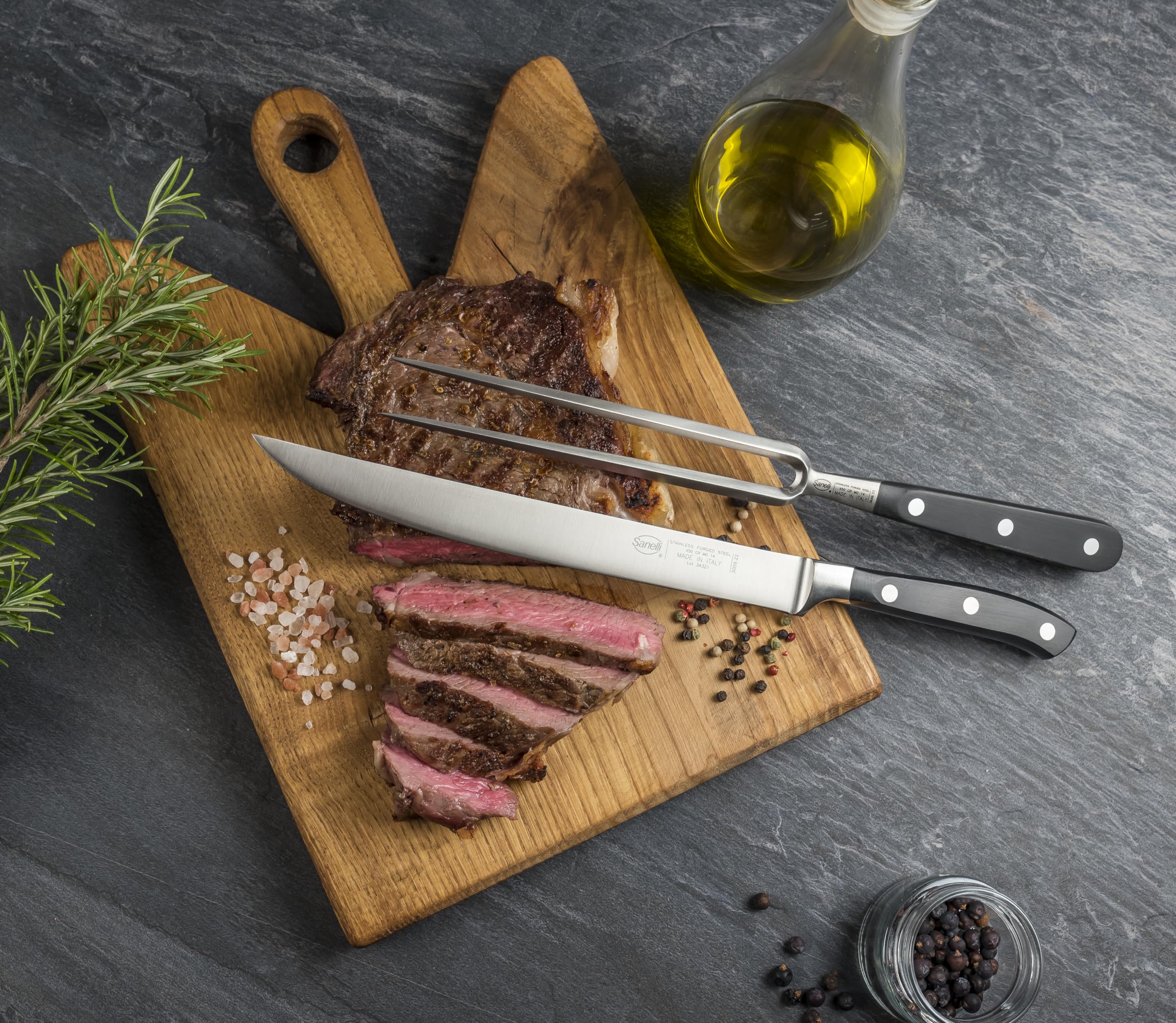 Sanelli, Set 2 PZ. Taglio carni e BBQ, acciaio forgiato professionale