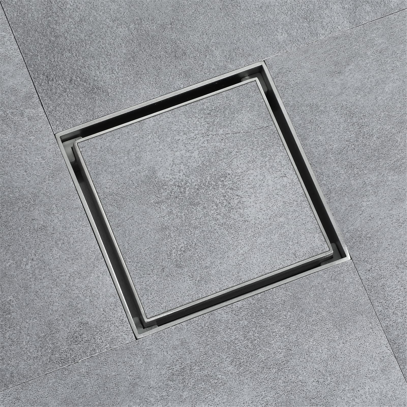 Desagüe cuadrado de acero inoxidable con recogedor de pelo para baño, cocina, garaje, 10 x 10 cm