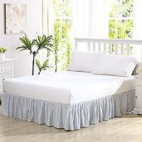 Laura Ashley Queen Bedskirt Ticking Stripe Blue - 100% Cotton Ruffled, 14.5" Drop for Timeless Bedroom Style