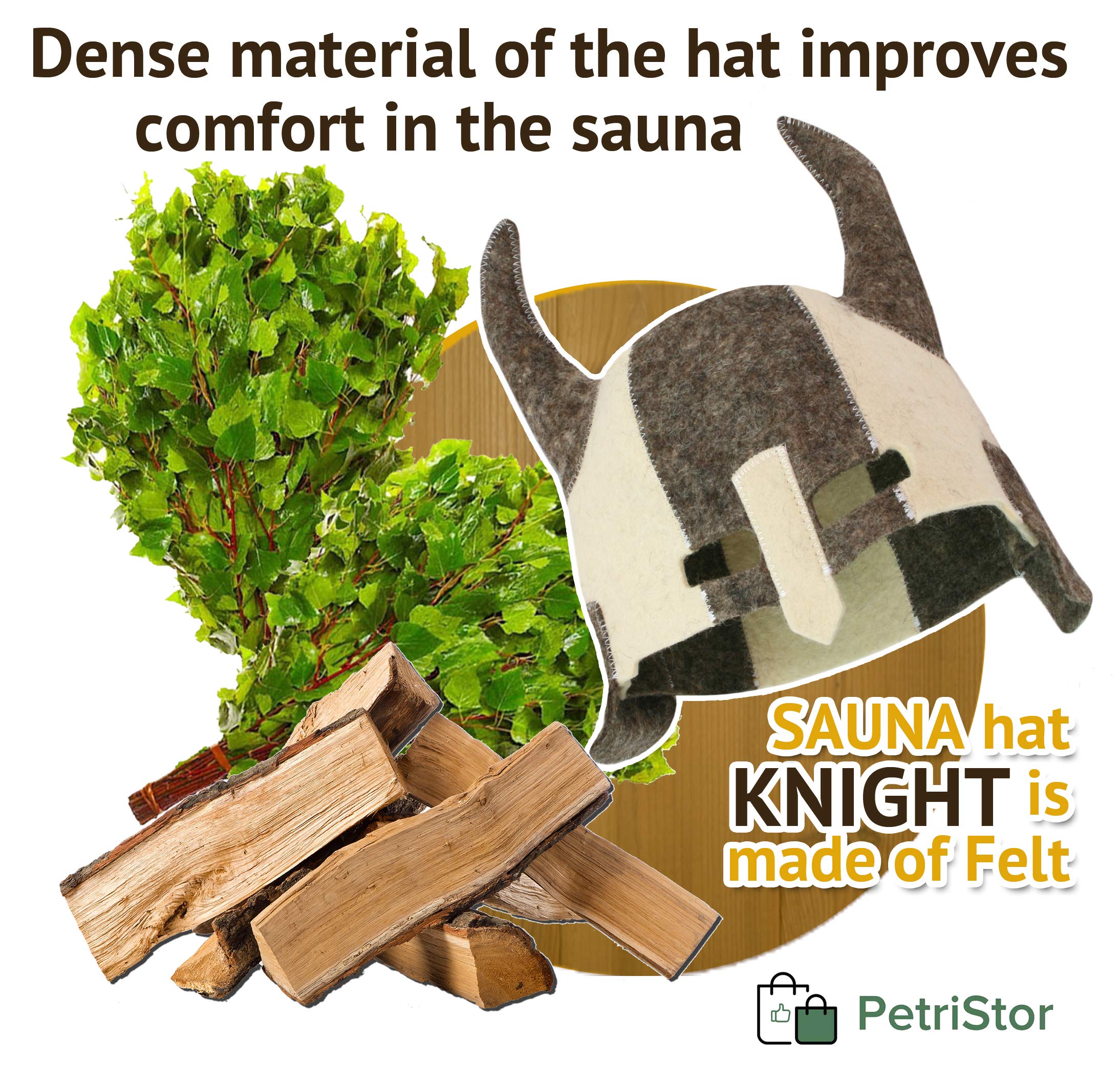 PetriStor Gorro de sauna de lana para hombre, fieltro natural, 100% natural, hecho en Ucrania, Gris