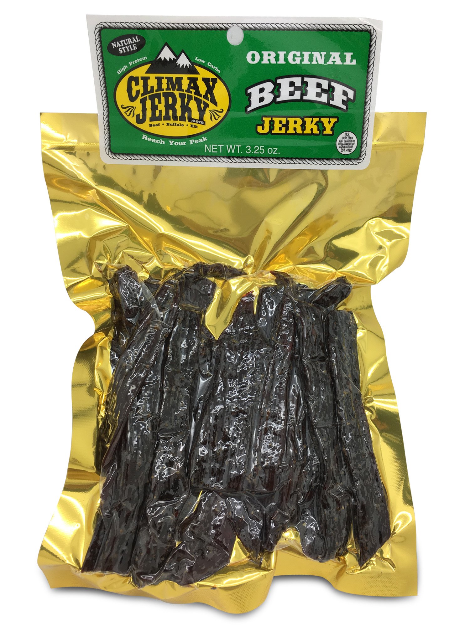 Climax Jerky Premium Thin Cut 3.25 OZ. Oven Roasted Natural Style Delicious Original Beef Jerky from Colorado USA - High Protein - Low Carbs - Buy Multiple Packs and Save! (1 Pack)