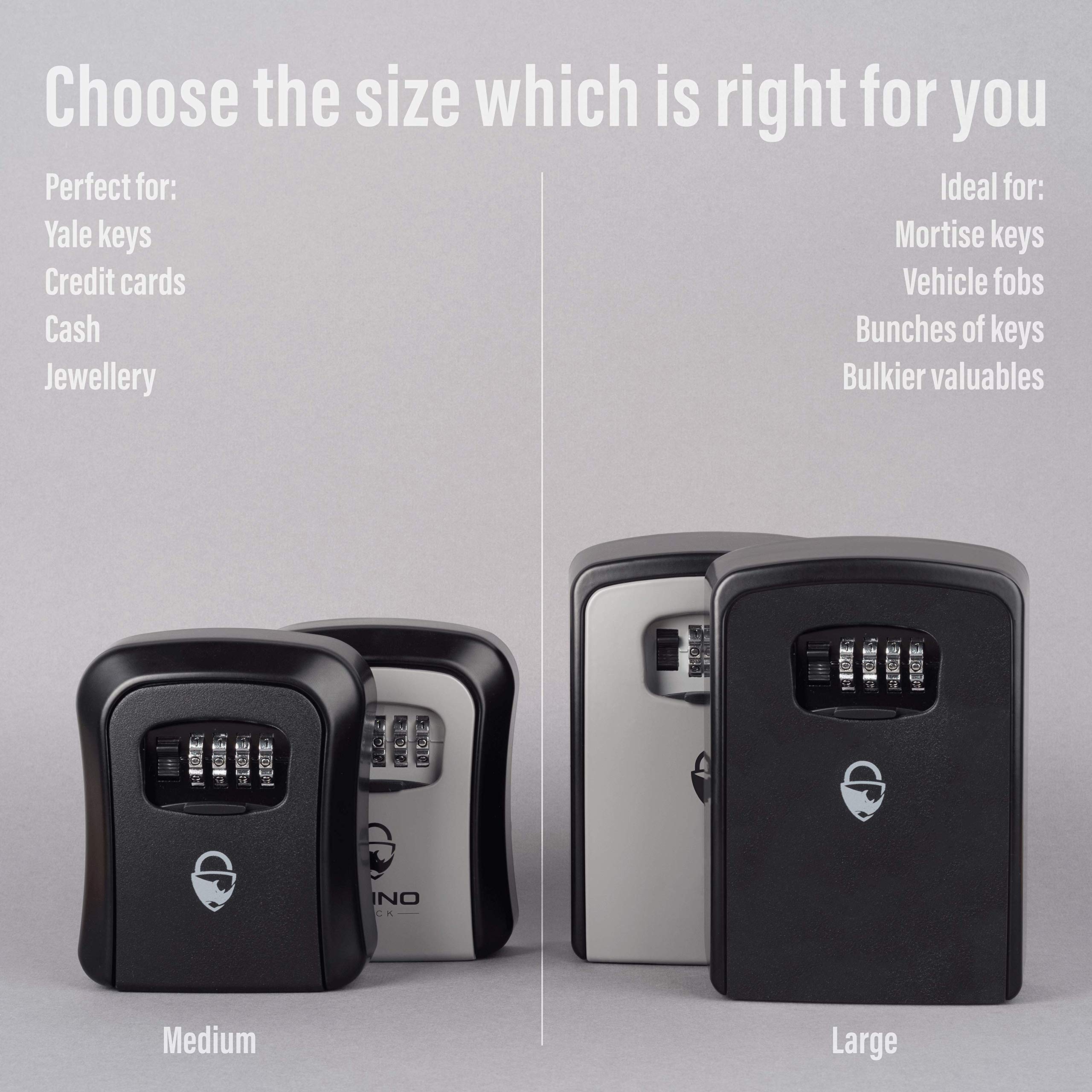 Rhino Lock Secure Key Combination Safe Outdoor Heavy Duty Wall