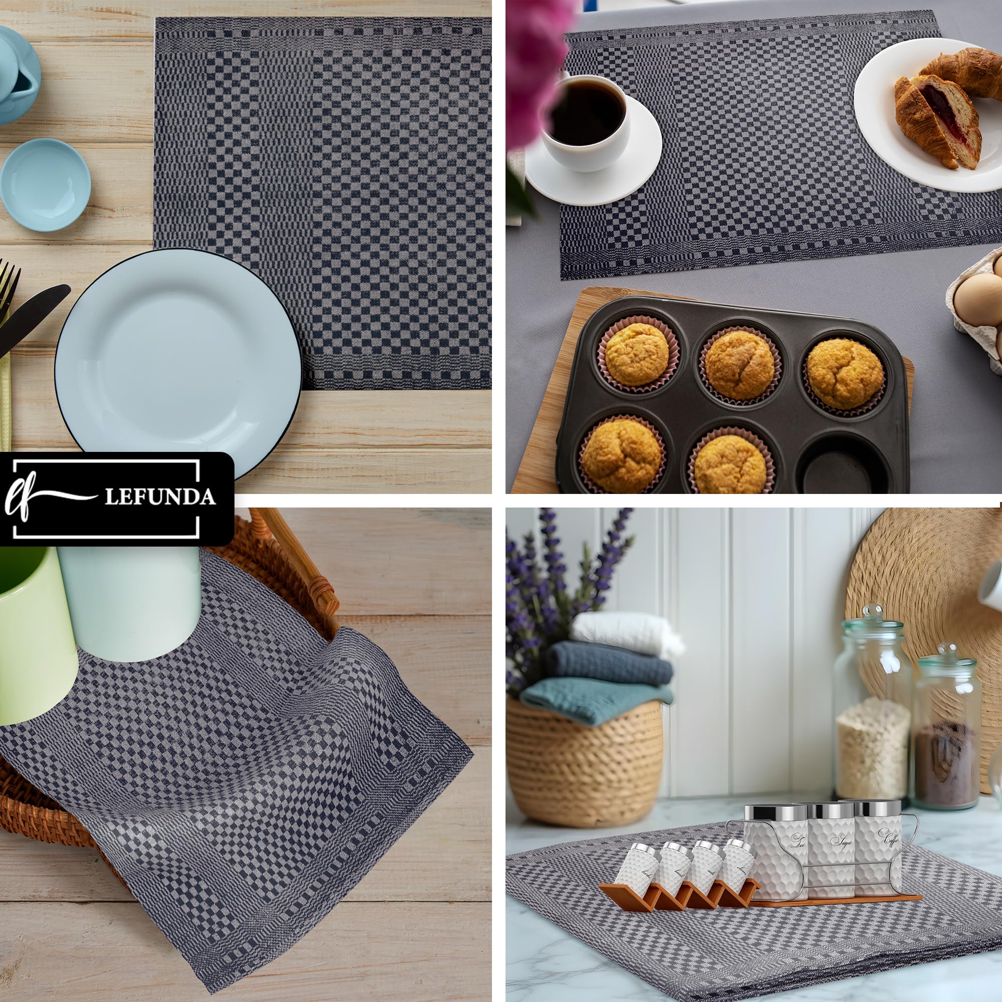 LEFUNDA® Zestaw 10 ściereczek do naczyń – 100% bawełna ręczniki kuchenne, 220 GSM, miękkie, super chłonne ręczniki do naczyń, pełna nitka, 50 x 70 cm (brązowe, 10)