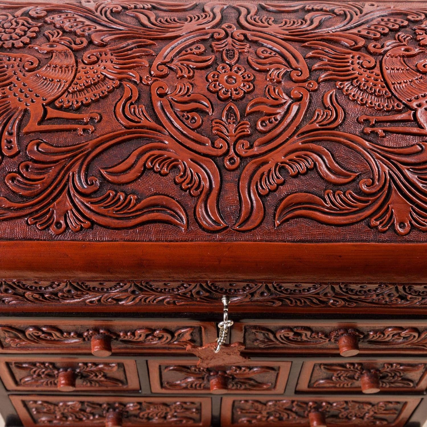 Lіmіtеd Dіѕсоunt NOVICA Bird Theme Brown Tooled Leather Jewelry Box Chest with Drawers, Formidable Falcon'
