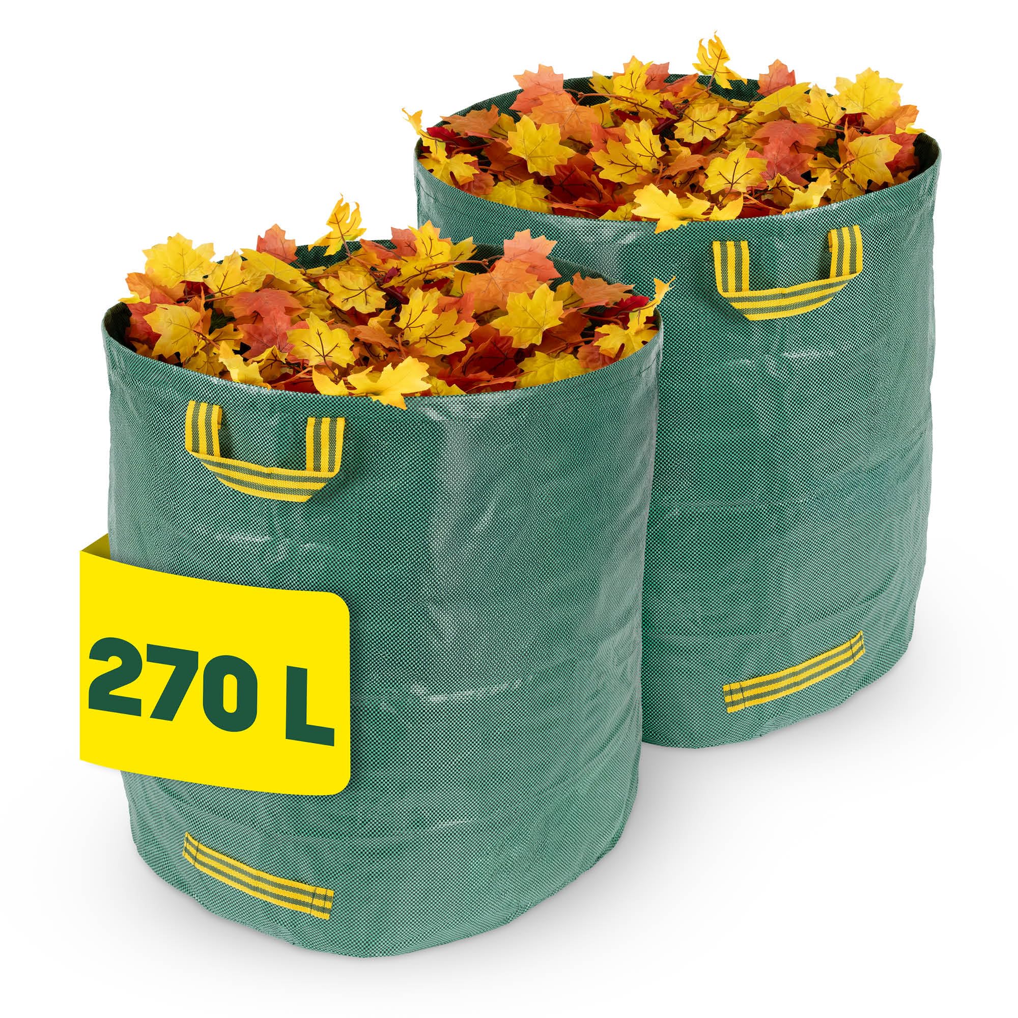 Livivo 270L - 2 Pack Heavy Duty Garden Waste Bags With Handles - 270L Set Of 2 Bags Collapsible Design With Stay-Open Ring Garden Waste Garden Bags Heavy Duty With Handles