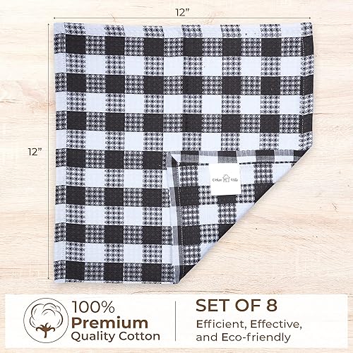 Miniatura 2 de Urban Villa Juego de 8 paños de cocina con diseño de cuadros de gofre, color grisblanco, juego de 8 paños de cocina de secado rápido, algodón