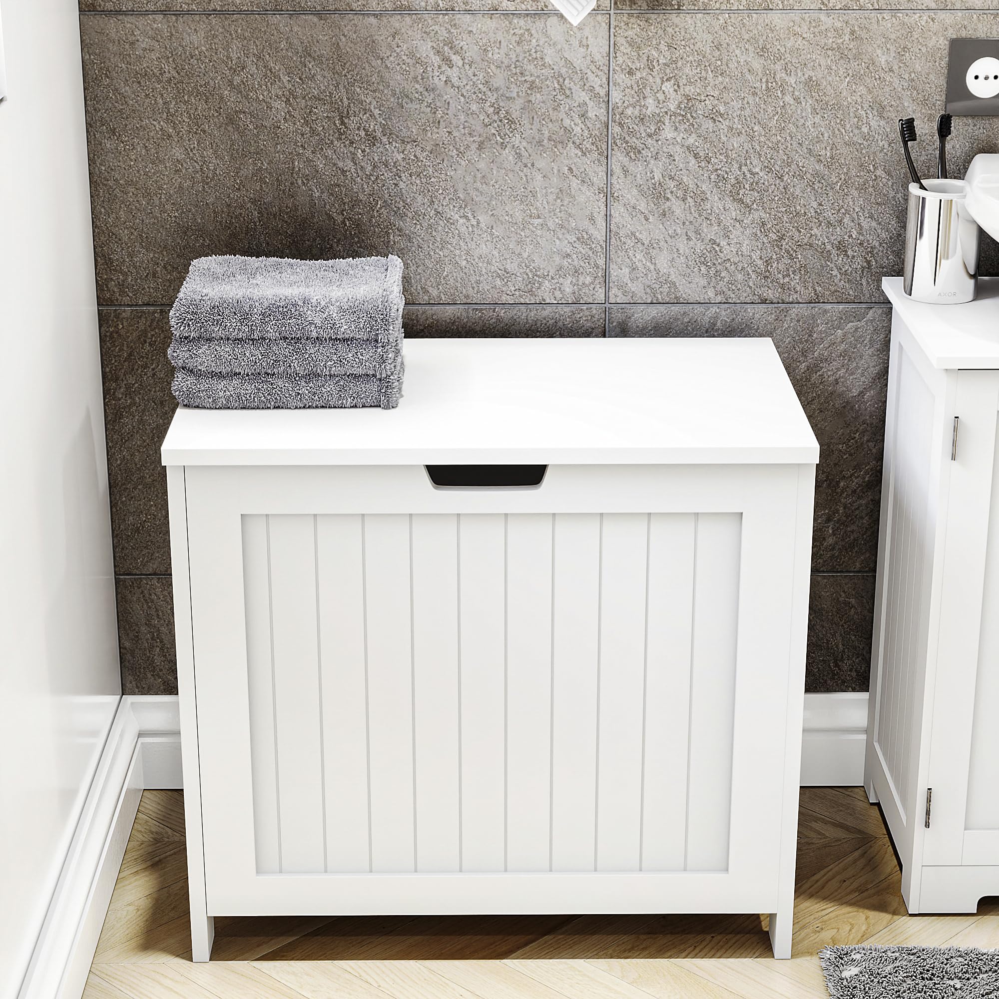Bath Vida White Large Laundry Hamper (Fsc 100%) (White)