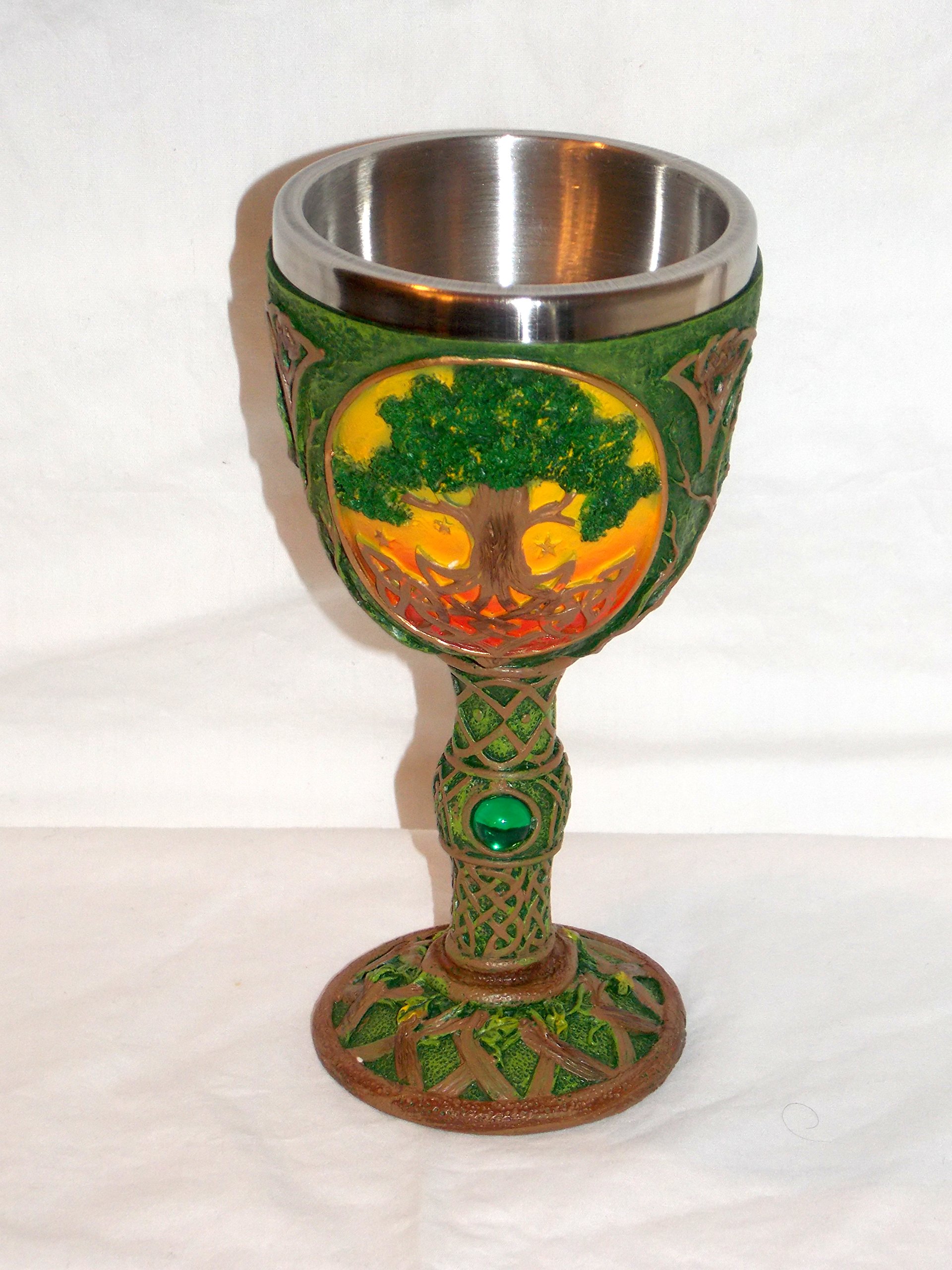 New Celtic Sacred Tree Of Life Wine Mug Chalice Goblet with Stainless Insert