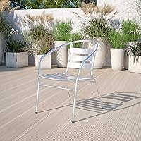 Vista 1 de EMMA + OLIVER Aluminum Indoor-Outdoor Stack Chair with Triple Slat Back and Arms