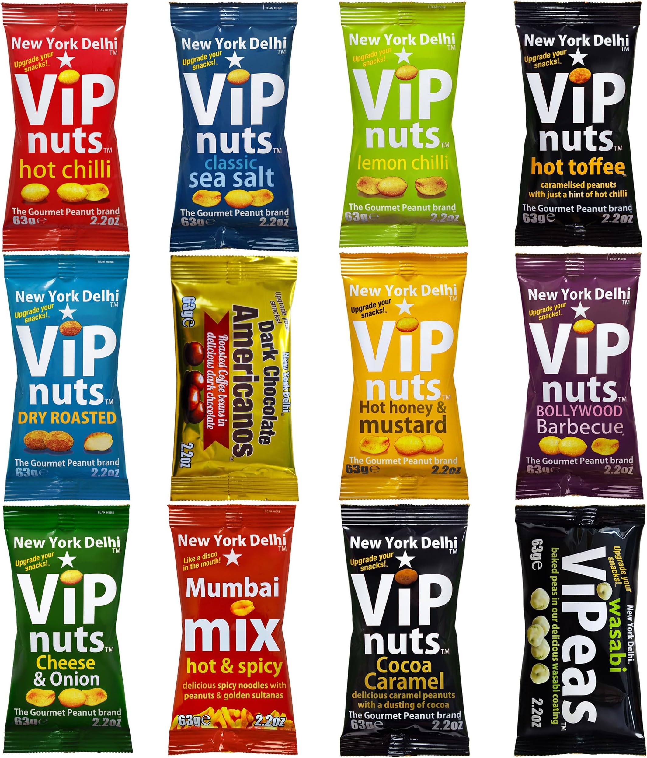 ViPnuts, Ultimate Selection Box of peanuts (12 x 63g) minimum 8 types - usually more - a flavour for every palate - snacks lovers gift