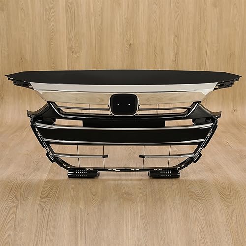 Miniatura 5 de KUAFU Rejilla superior+borde de rejilla+cubierta de rejilla superior+parrilla inferior compatible con Honda Accord 2021-2023 cromado+Parrilla de
