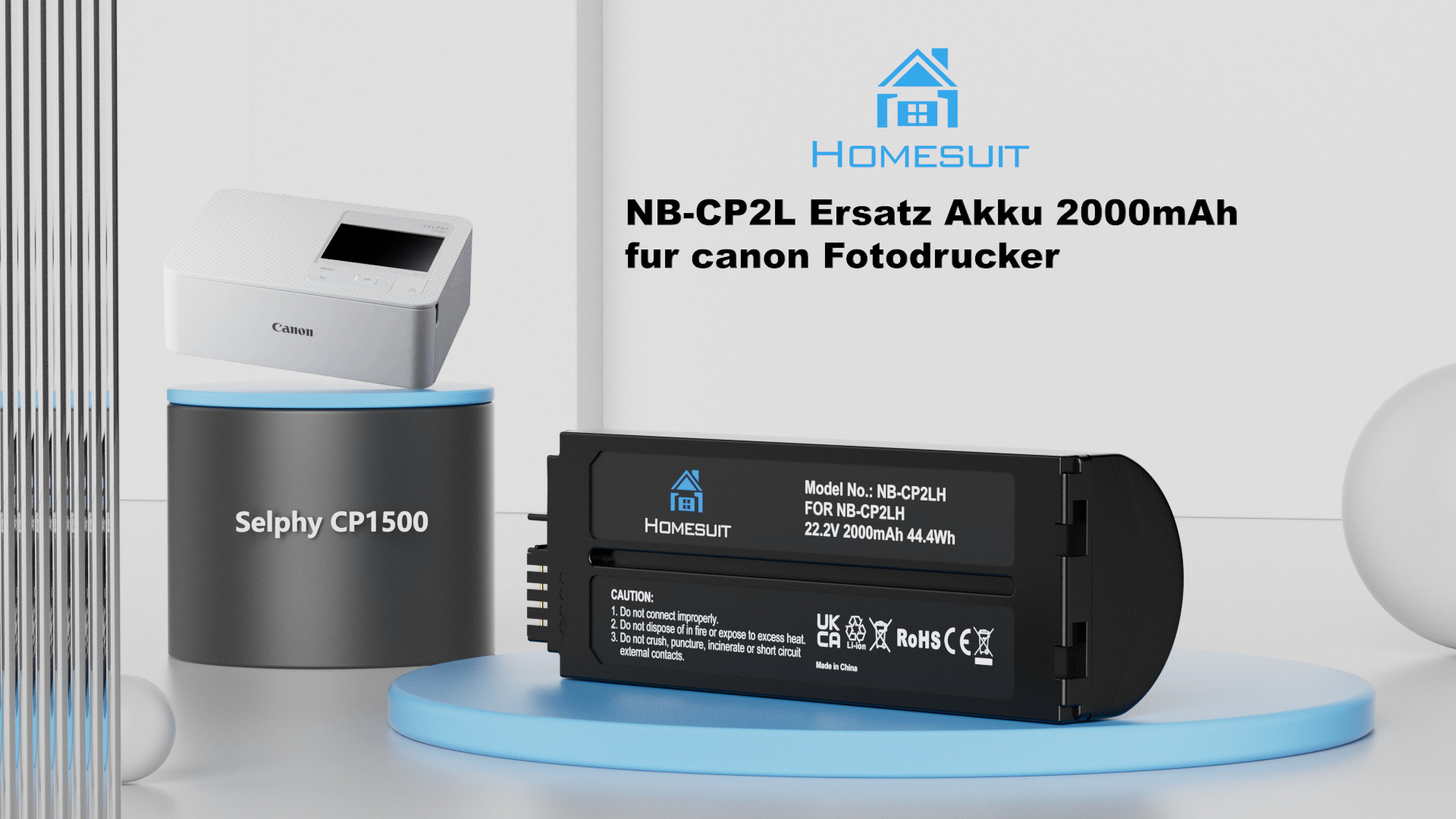Batterie de remplacement NB-CP2L 1800mAh pour imprimante Canon SELPHY
