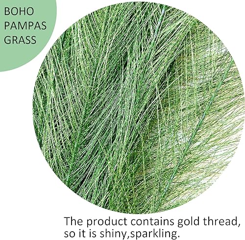 Miniatura 2 de Decoración bohemia de hierba de pampa sintética, 17.7 pulgadas, 15 tallos cortos, decoración de pompas artificiales para sala de estar, decoración