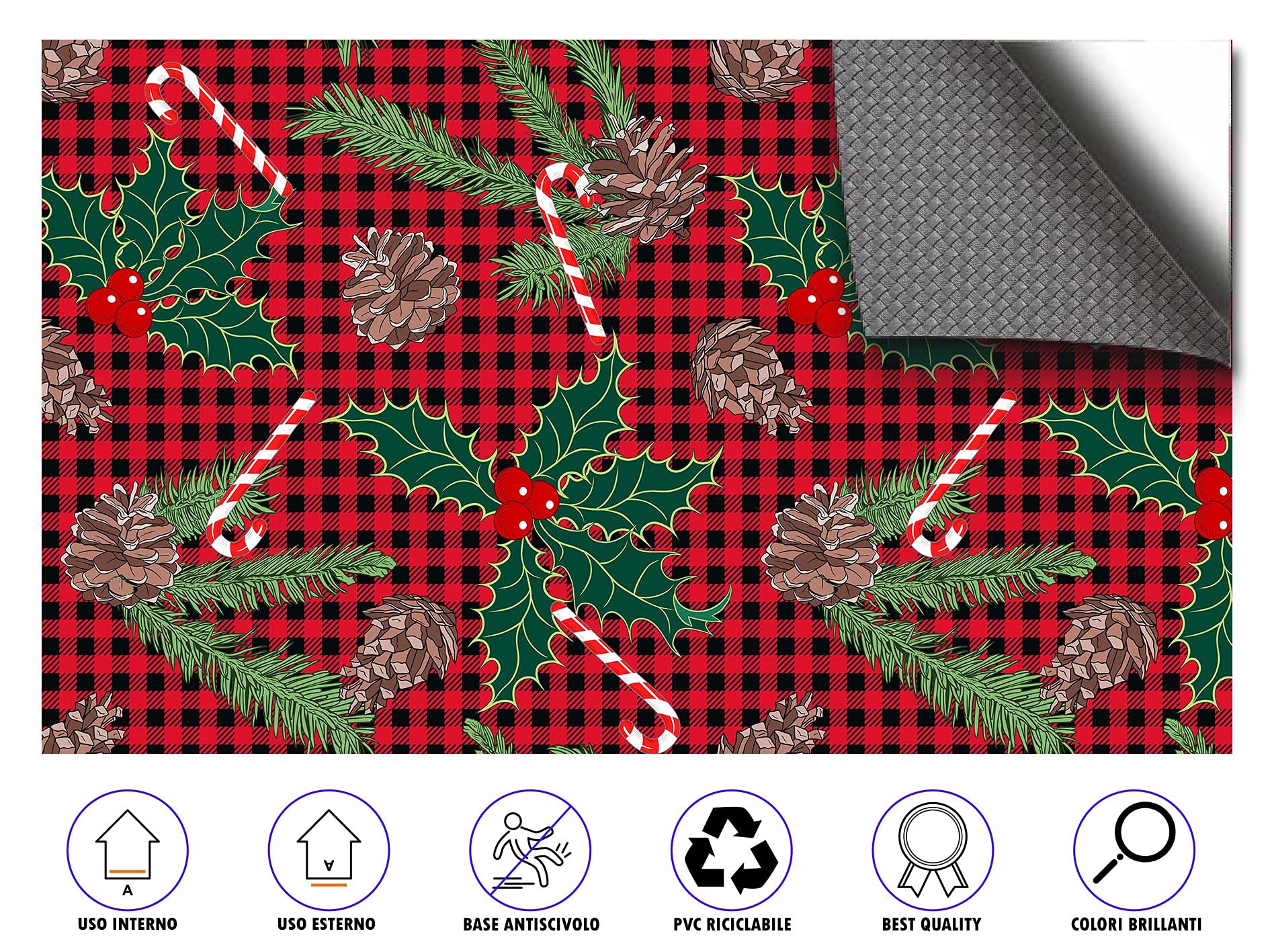 Tappeto Natalizio Passatoia - Stampa Digitale Alta Qualità, Design Natale 6, 52x140 Cm, Poliestere E Fondo PVC Antiscivolo - 2
