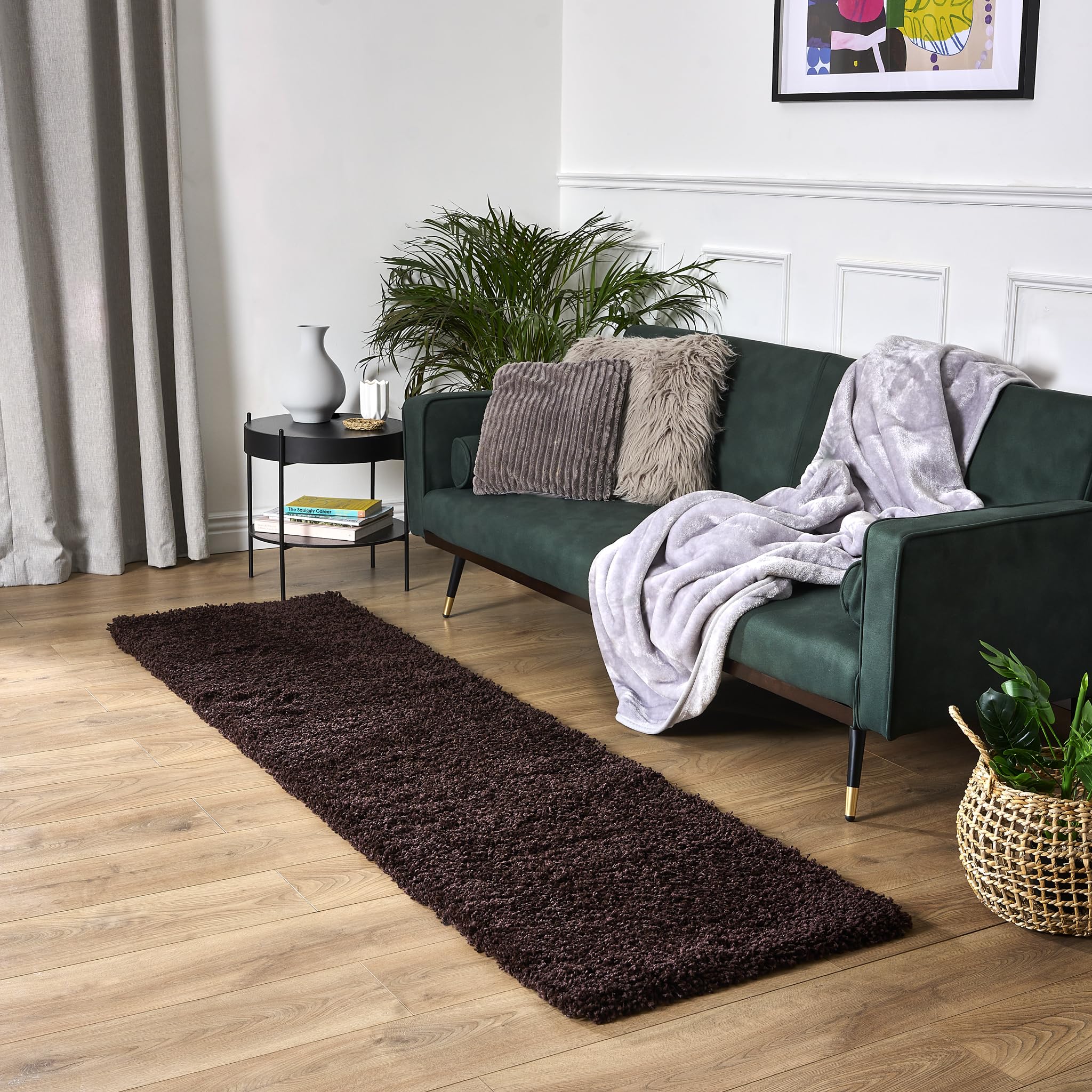 Bravich Navy Blue Shaggy Rug 80 x 150cm (2'7" x 4'11") 5cm Pile Medium Thick Fluffy Living Room Hessian Backed Washable — view 57