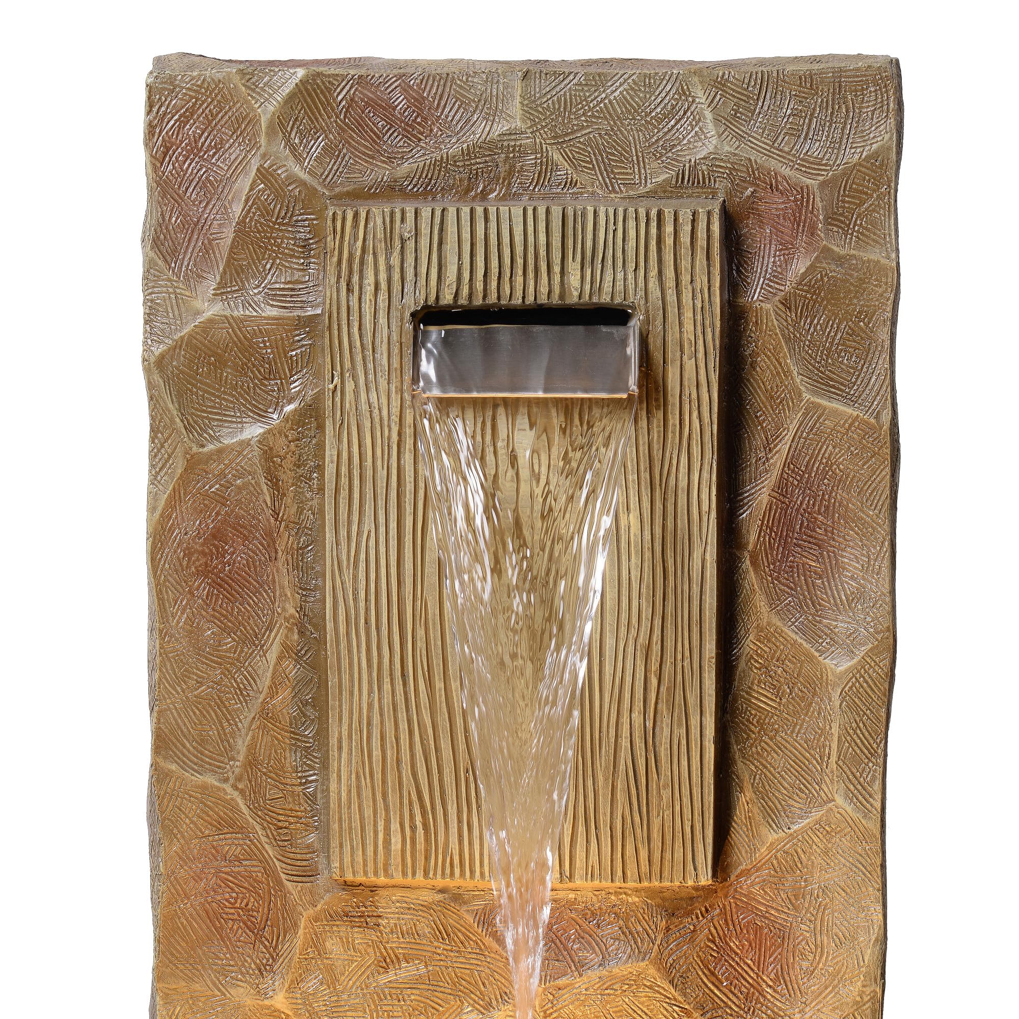 Teamson Home Fontaine Cascade extérieure 81 cm Style Spa avec LED intégrée, Finition Marron Moderne et écoulement Relaxant | LED Intégrée, Écoulement Relaxant