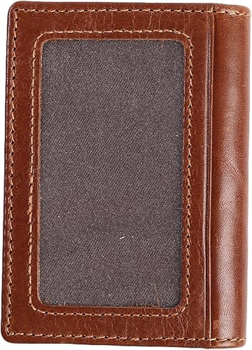 Miniatura 10 de Billetera delgada de cuero auténtico con bolsillo frontal espacio para identificación y tarjetero con tecnología RFID