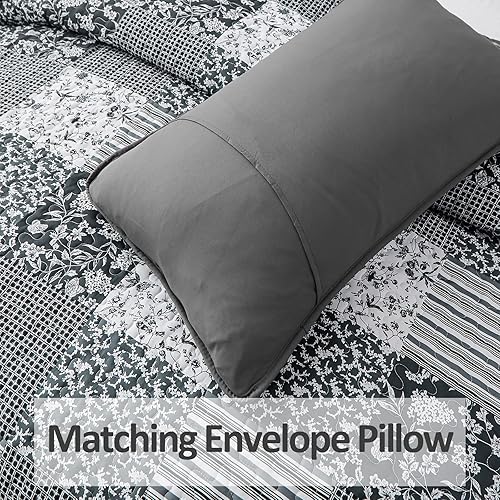 Vista 59 de Mybedsoul - Juego de edredón floral a cuadros color azul aguamarina de 3 piezas tamaño King, bohemio, de microfibra ligera, para todas