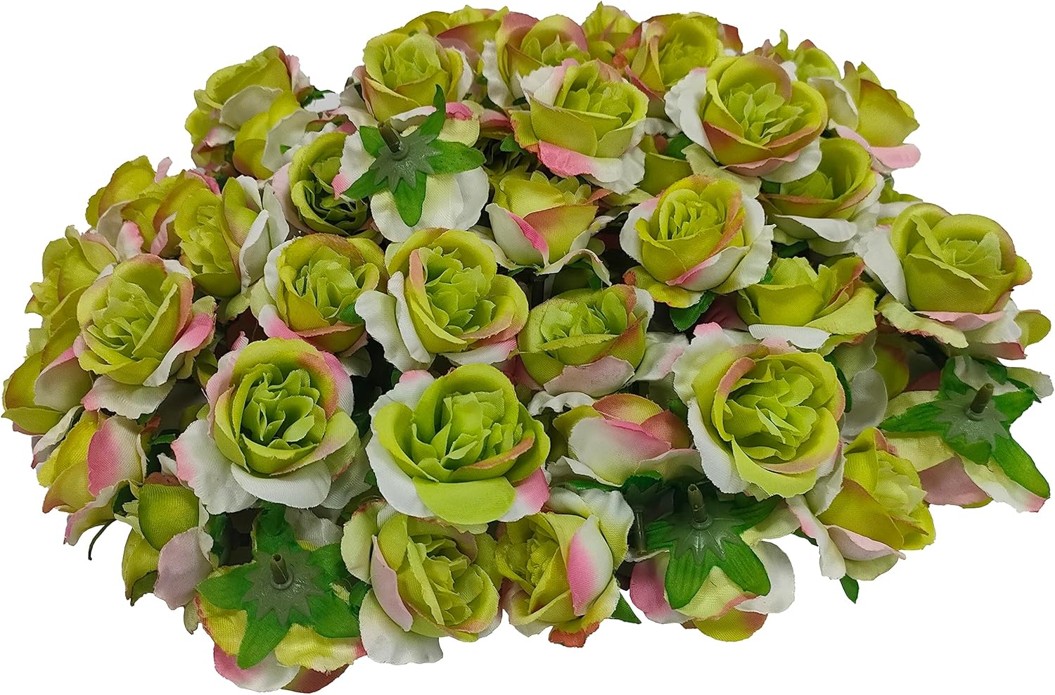 ATFL 2.2''Artificial Satin Rose Flower Heads,80Pcs Green