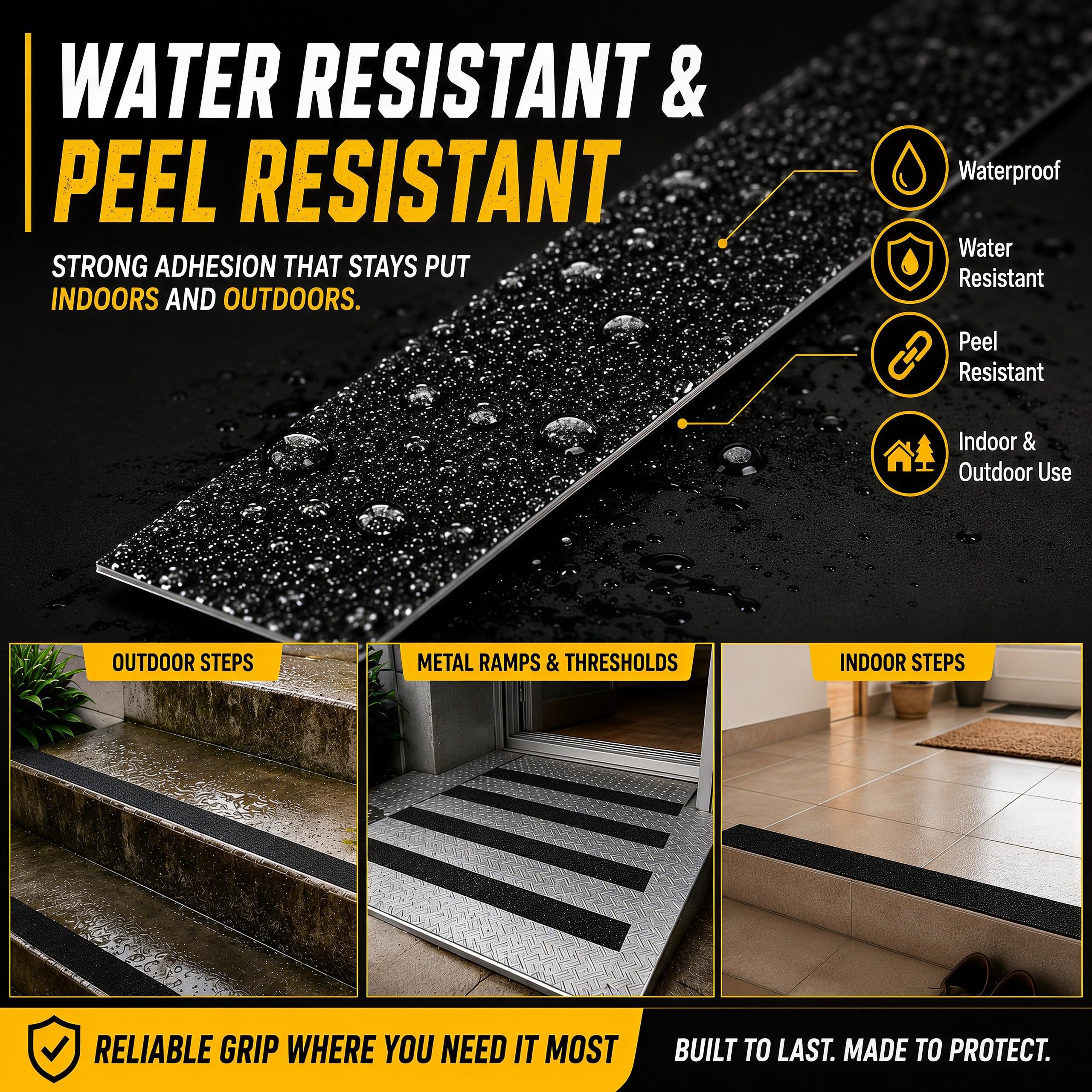 STRBOXONG Nastro Antiscivolo Nero 50mm x 10m, Strisce Adesive ad Alta Trazione per Scale Interne ed Esterne, Grip Tape Professionale Impermeabile per Gradini, Rampe, Marmo, Legno e Metallo, 1 Rotolo