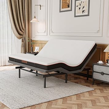 ESHINE 3100 Series Adjustable Bed with 8 inch Ultra-Plush White Memory Foam Mattress - King
