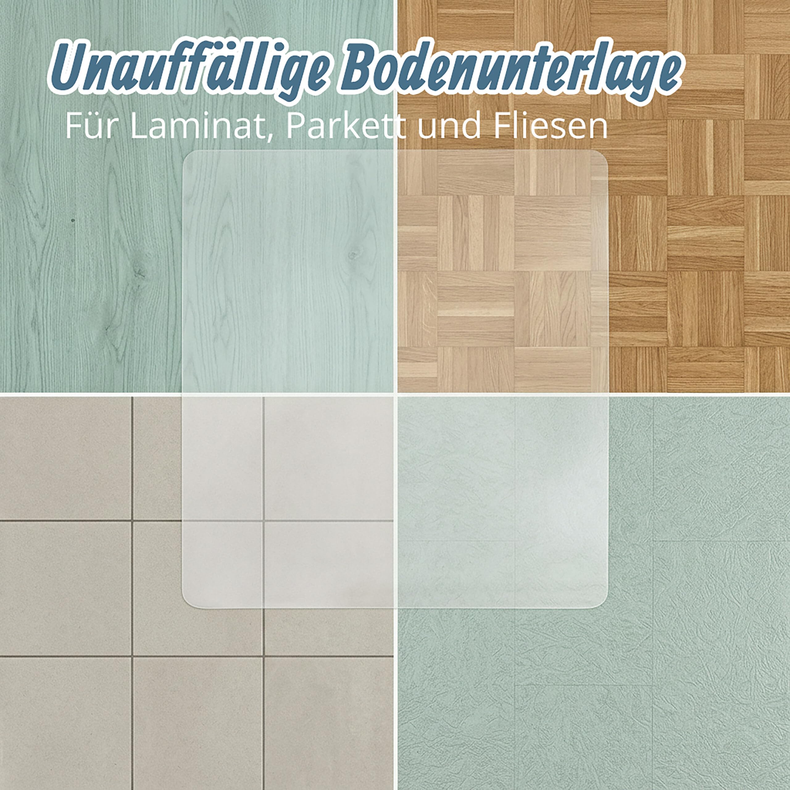 Relaxdays Bodenschutzmatte Bürostuhl, 120x150 cm, PVC Bodenunterlage Laminat, Parkett, Fliesen, rutschfest, transparent