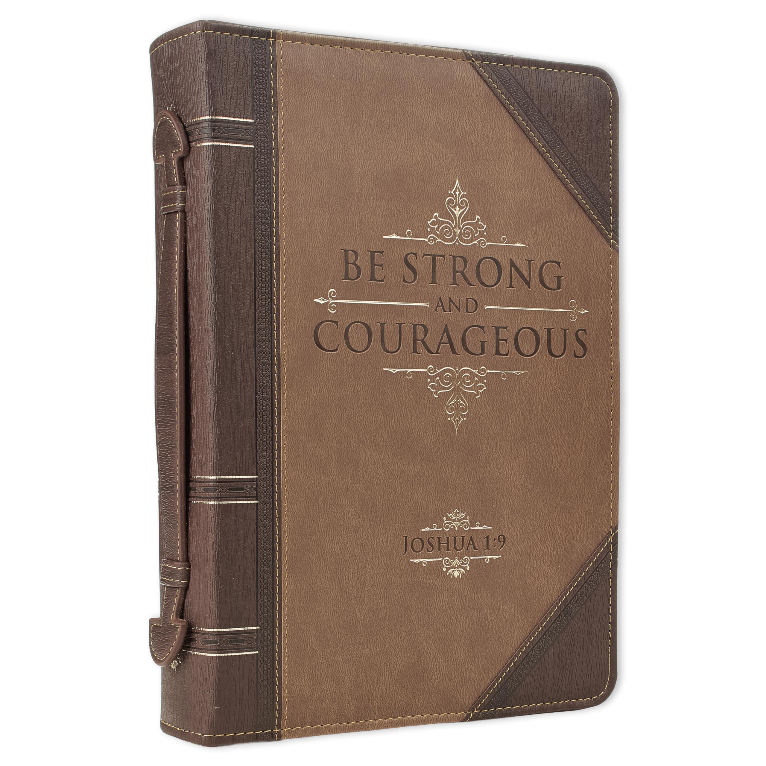 Bible Cover Lux-Leather Strong & Courageous Joshua 1:9