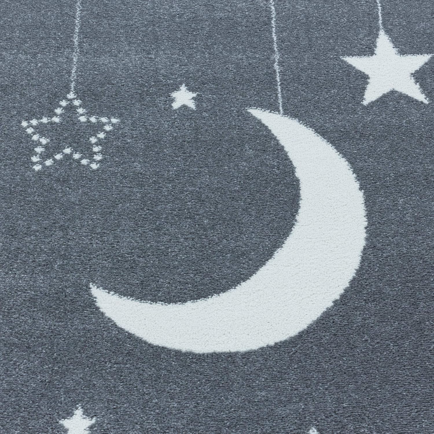 Funny Kids Soft Blue, Pink Yellow Clouds Moon Stars in the Sky Rug in Various Sizes Nursery Carpet (2101 Blue, 160x230 cm (5'3''x7'7''))