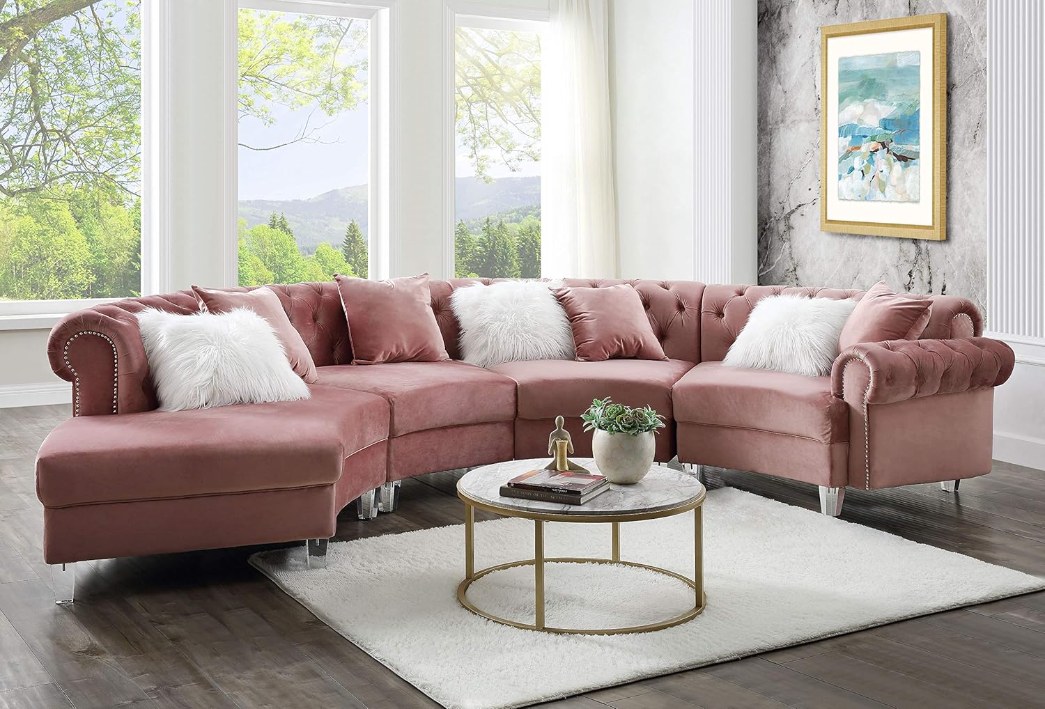 Light pink sectional couch Clearance