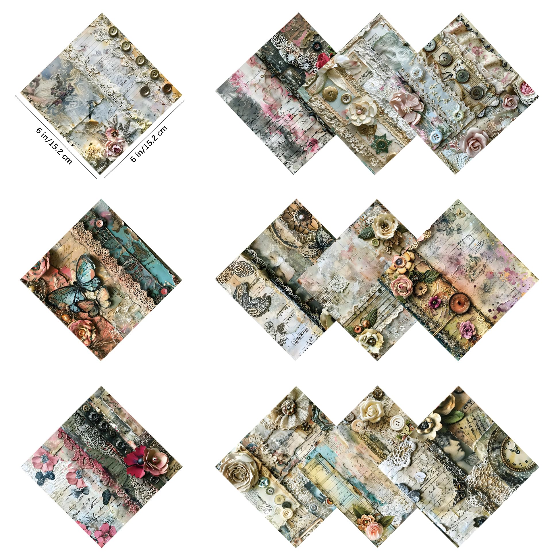 Papier do scrapbookingu, Blok papieru 6"x6" do tworzenia kartek, 48 arkuszy papieru wzorzystego, jednostronny karton, papier dekoracyjny na święta, zestaw materiałów do scrapbookingu - 12 wzorów