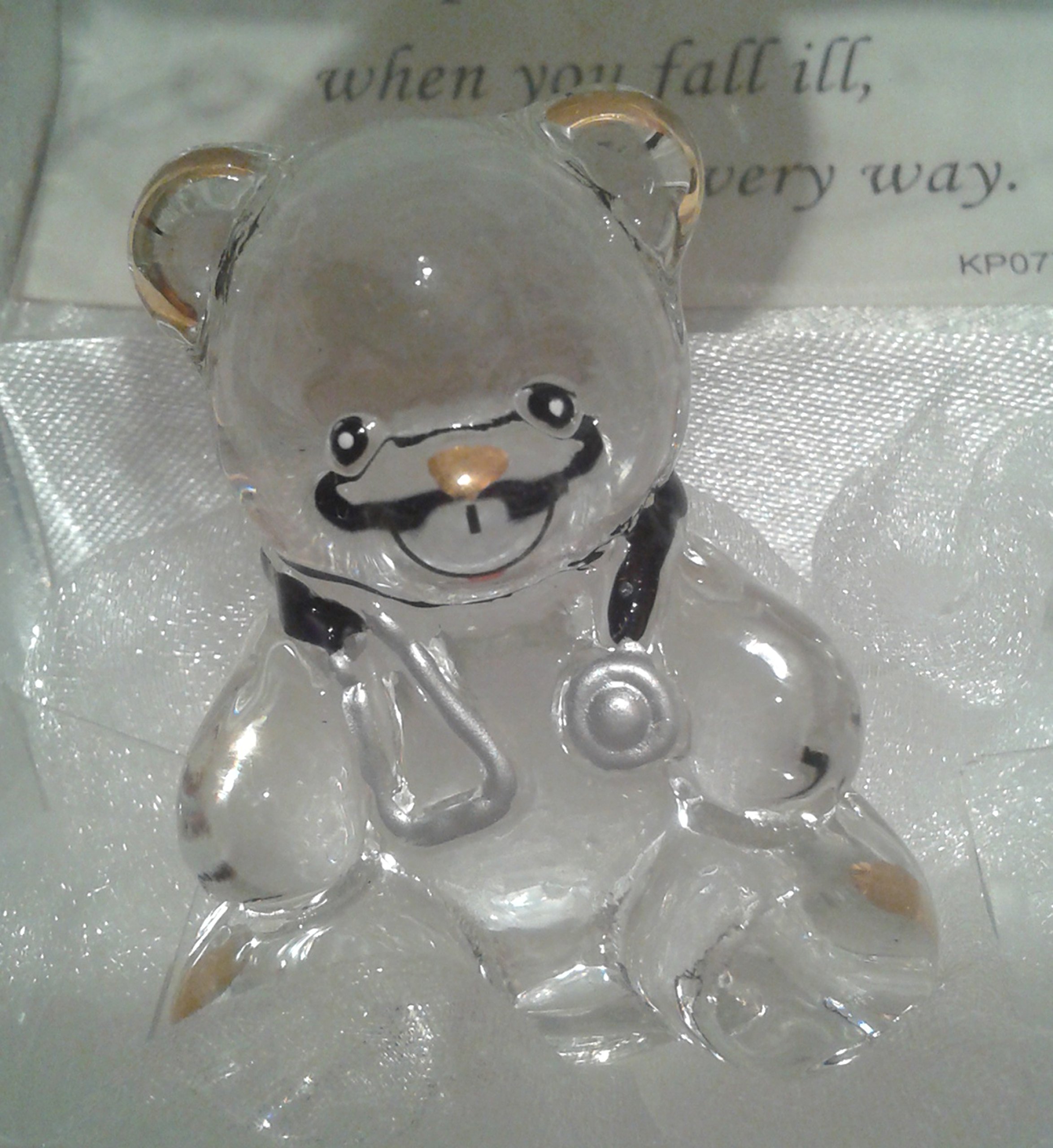 Lovinbox Hand Sculpted Glass and 24 Kt Gold Bear --Doctor Figurine in Gift Box