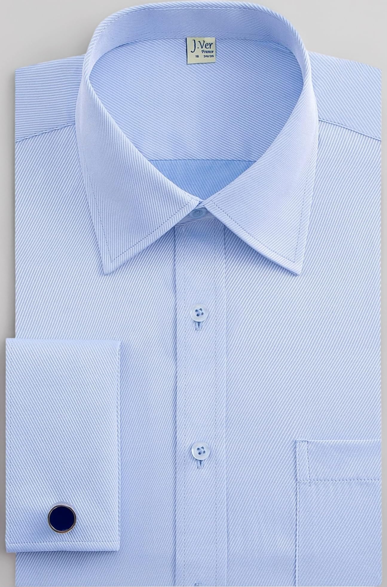 J.VER Men's French Cuff Dress Shirts Regular Fit Long Sleeve Spead Collar Metal Cufflink