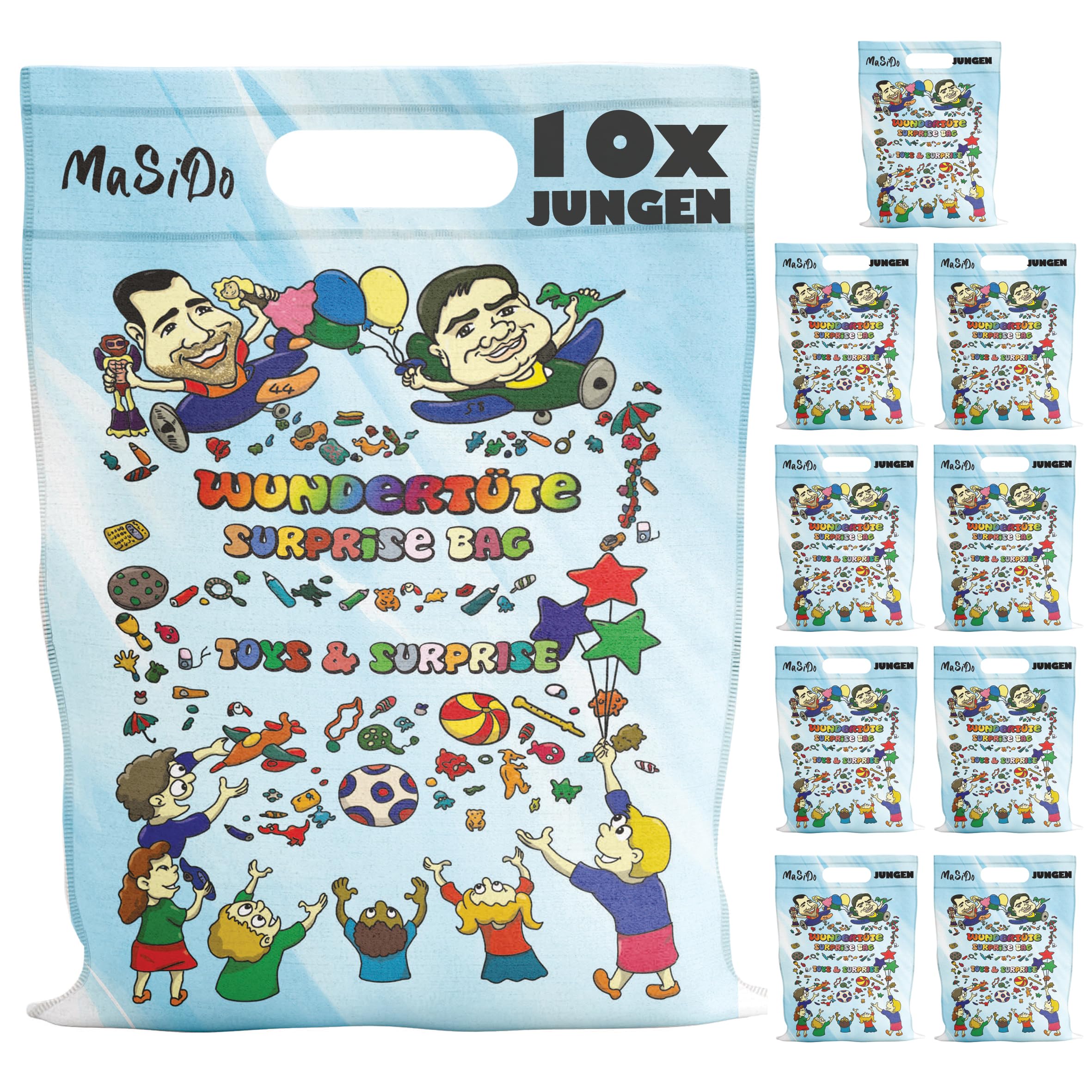 10x MaSiDo Wundertüte für Jungen, beinhaltet je 2 Zeitschriften + Extras, Überraschungstüte für Kinder, Ideal als Geschenk & Mitbringsel